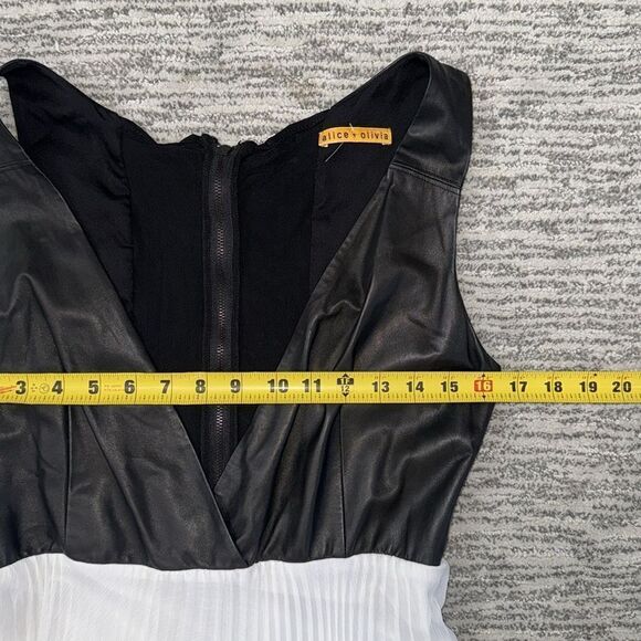 NWT Alice + Olivia Luna Leather-Top Maxi Dress Size 8 - Picture 9 of 14